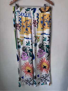 Joie Multi-Color Wide Leg Printed Satin Pants